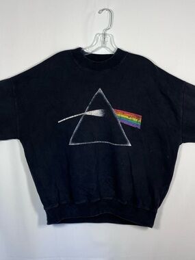 Abercrombie & Fitch Black Crewneck Sweatshirt with Rainbow Prism Graphic